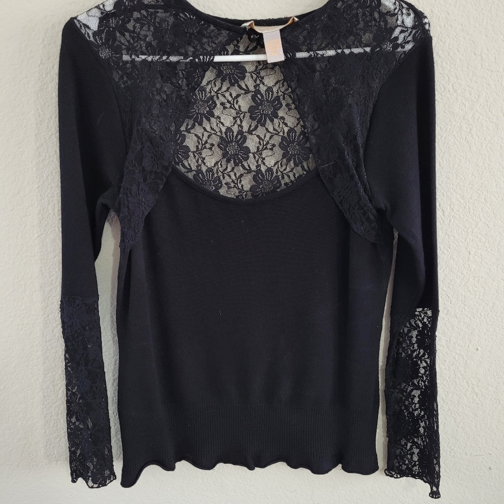 Midnight Velvet long sleeve lace blouse, size small